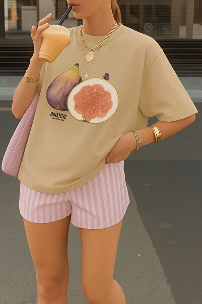 DM DOLCE MORE Μπλουζάκι με στάμπα σύκα, oversized unisex μπλουζάκι 2PV1