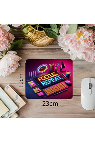 Empressco Mousepad motivațional 3D colorat și viu Focus scris 19x23 cm 2 mm d...