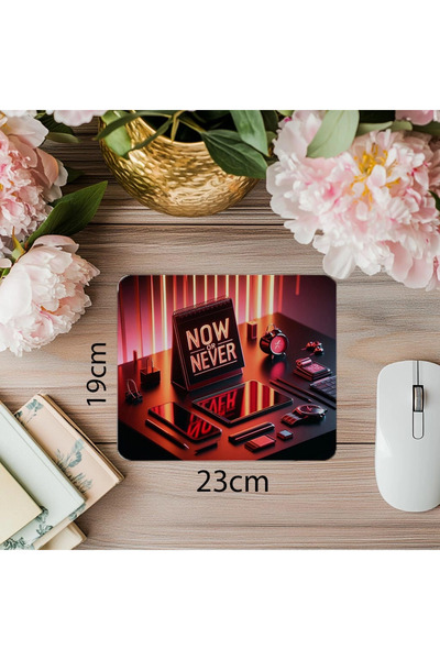 Empressco Mousepad cu evidențiere scrisă Now or Never - 19x23 cm 2 mm dreptun...