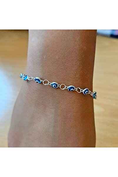 Sylvery Jewels 925 Ayar Gümüş Nazar Boncuklu Bileklik – Ayarlanabilir (16+2 c...