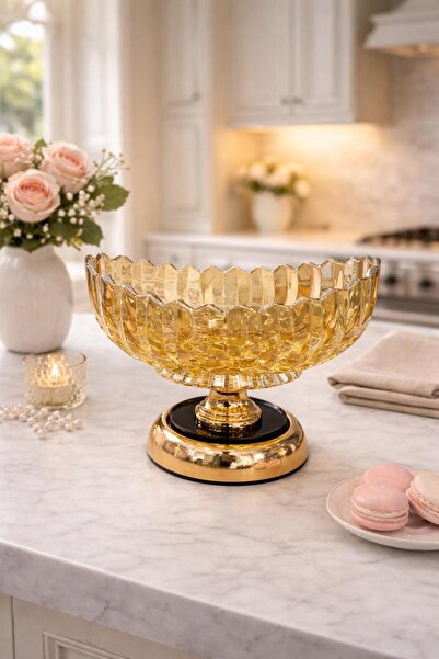 Monoart Μοντέρνας σχεδίασης μεταλλική βάση, γυάλινη φρουτιέρα & διακοσμητικό ...