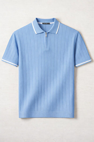 legends butik Tricou pentru bărbați din tricotaj cu nervuri, cu guler polo – ...
