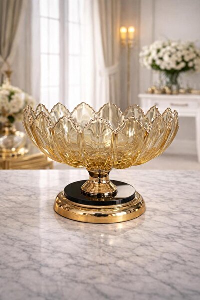 Monoart Μοντέρνας σχεδίασης μεταλλική βάση, γυάλινη φρουτιέρα & διακοσμητικό ...