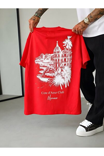 E-ROMA Monaco Printed T-Shirt Oversized Unisex T-Shirt 2Pv1