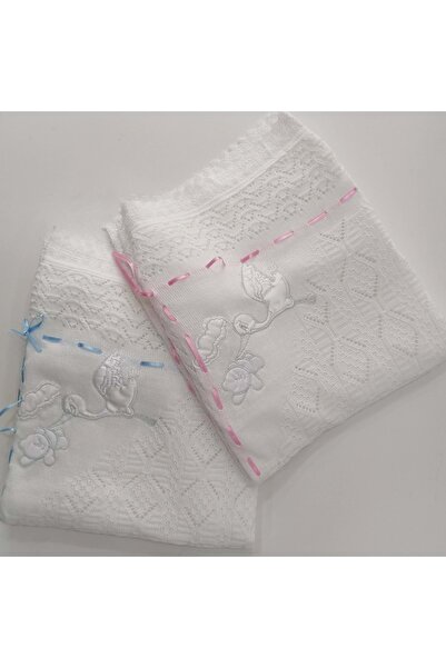 DİĞER1111 Knitted Look Blanket Blue Ribbon