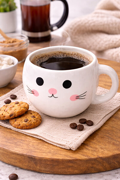 ARVALE Sevimli Kedi Tasarımlı Seramik Kupa – Kahve & Latte Bardağı – Dekorati...