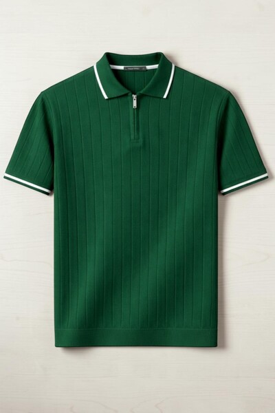legends butik Tricou pentru bărbați din tricotaj cu nervuri, cu guler polo – ...