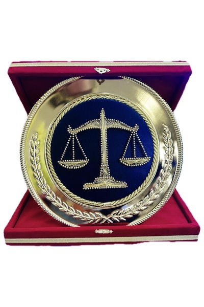 mercanpromosyon Kişiye Özel İsim Yazılı Adalet Terazisi Altın Tabak Plaket - ...