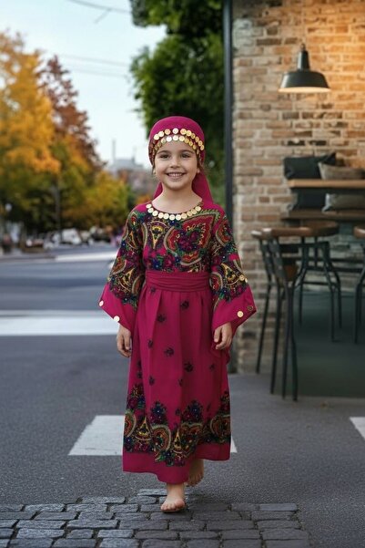 MODA Yöresel Hemavi Çocuk Elbise Şal ve Kuşak İçinde