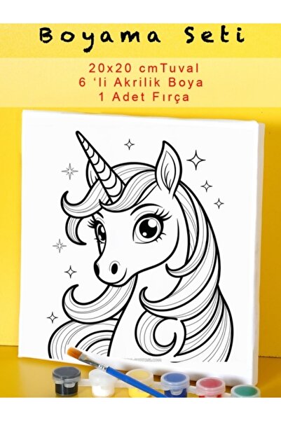 Tuval Unicorn yıldızlı boyama seti