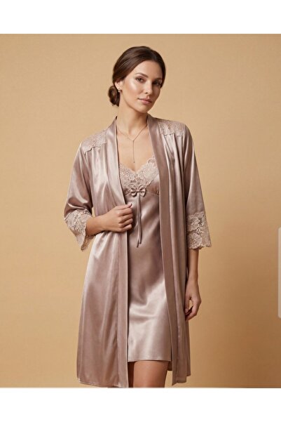 hediye Comfort and Elegance Combined: Plus Size Mink Satin Set