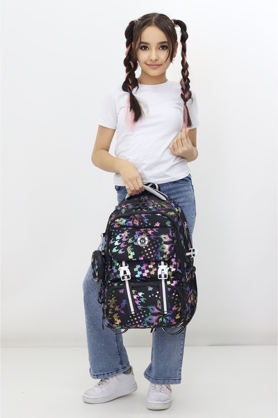Probag Geantă de școală neagră pentru copii Rucsac pentru școala primară cu m...