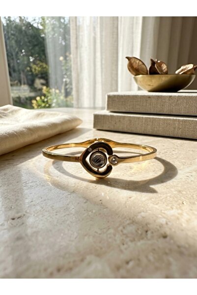 Meneva Aksesuar أصفاد من الفولاذ المقاوم للصدأ باللون الذهبي مع تفاصيل على شك...