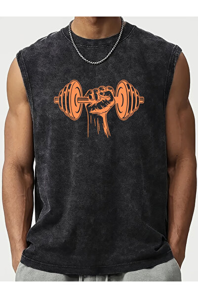 valeriae Ανδρικό αμάνικο μπλουζάκι της σειράς Premium με vintage εφέ και άνετ...