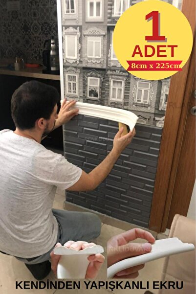 Renkli Duvarlar 8cmx225cm 1 Adet Kendinden Yapışkanlı Ekru Düz model Sünger S...