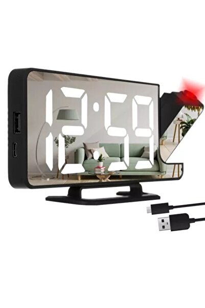 Izoxis Ξυπνητήρι LED με Προβολέα και Καθρέφτη, 4 σε 1, Περιστρεφόμενος Προβολ...