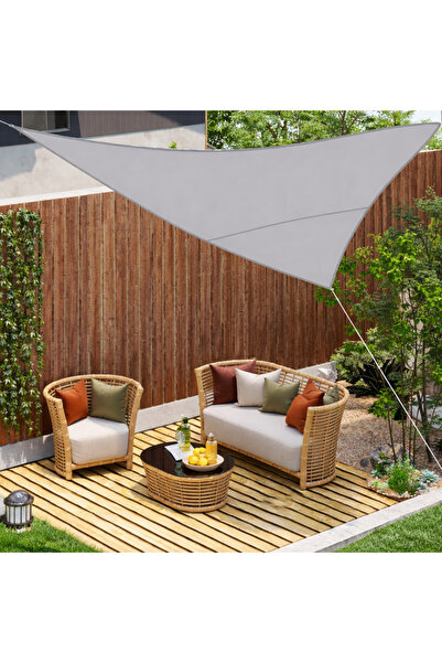 Avex Τριγωνική ομπρέλα κήπου, αδιάβροχη, χρώμα γκρι, διαστάσεις 3 x 3 x 3 μ.