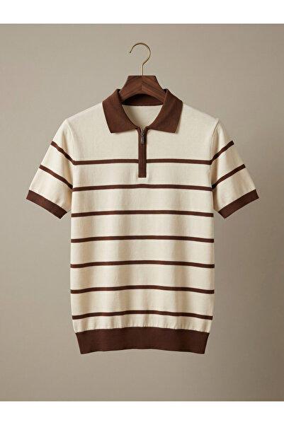 kastrioti "Milano" Striped Old Money Zip-Polo