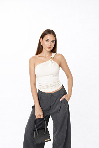 İMVAGO One-Shoulder Gold Detailed Women's Blouse