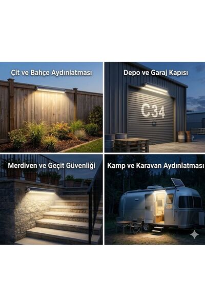 gaman Güneş Enerjili LED Duvar Aydınlatma - Su Geçirmez, Uzun Ömürlü,Sensörlü...