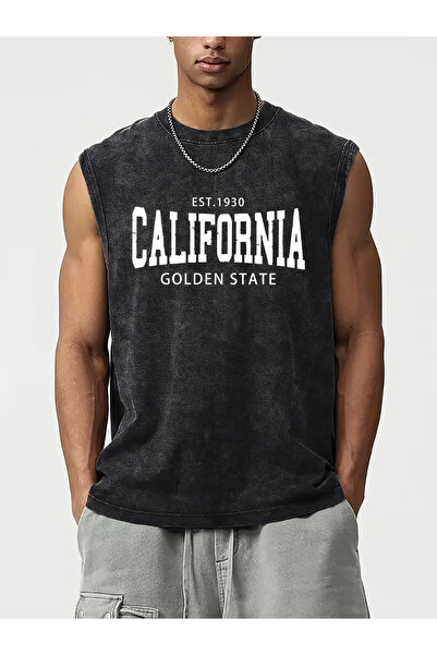 bellanova Vintage Acid Wash Boxy Fit Crew Neck Cotton Sleeveless Tank Top