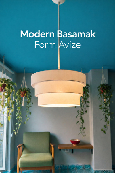 Sellor Modern Basamak Form Avize 24x24 cm 3D PLA Hafif, Toz Tutmaz, Şık Aydın...