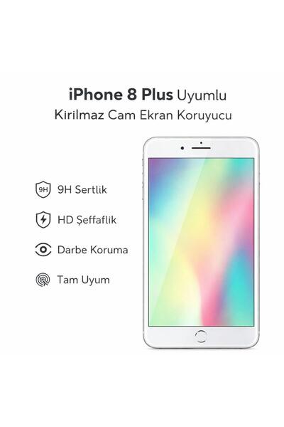 Avcı Teknoloji Market واقي شاشة زجاجي مقاوم للكسر متوافق مع هاتف iPhone 8 Plu...