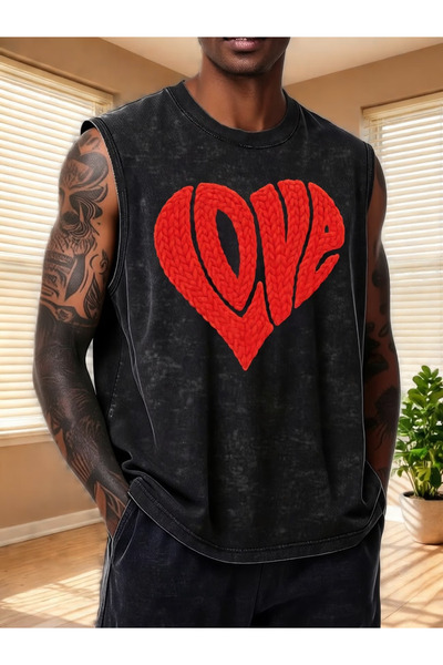 valeriae Ανδρικό αμάνικο μπλουζάκι της σειράς Premium με vintage εφέ και άνετ...