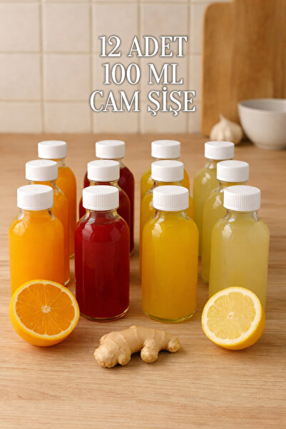 Tanemce 12 Pieces Transparent Glass Shot Bottle with Leak-Proof White Cap Col...