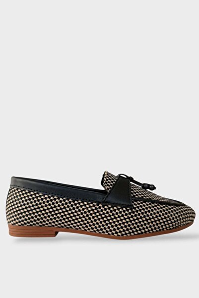 Liger Καρό Ξύλινη Λεπτομέρεια με Φούντα Κομψές Καθημερινές Γυναικείες Μπαλαρί...