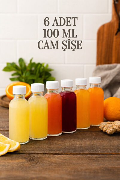 Tanemce 6 Pieces Transparent Glass Shot Bottle with Leak-Proof White Plastic ...