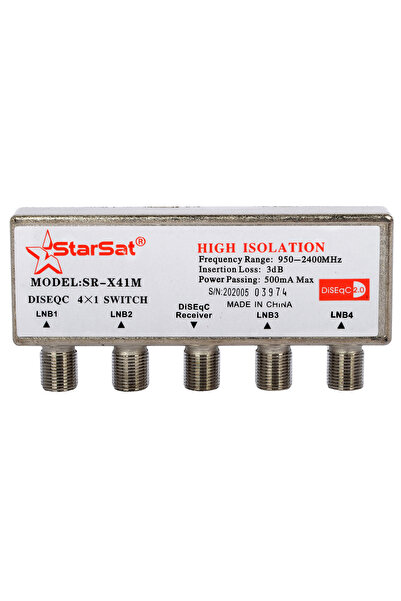 STARSAT SR-X41M DiSEqC Switch | 4-Port Satellite Signal Switch for LNBs