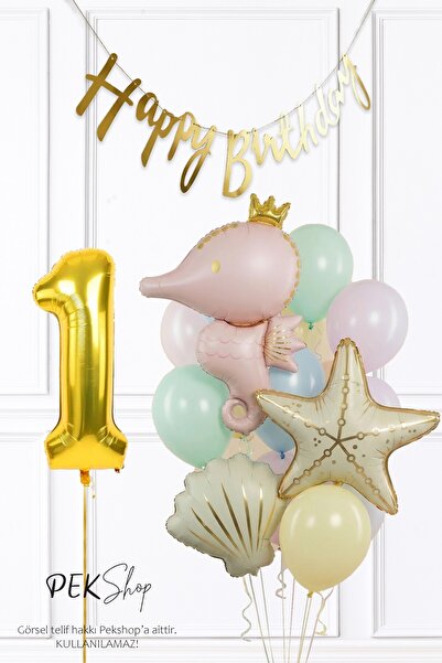 PEKSHOP 1 Year Old Retro under the Sea Theme 1 Year Old Birthday Seahorse Sta...