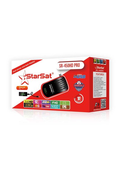 STARSAT SR-450HD PRO Full HD Satellite Receiver - DVB-S2, 4G/WiFi, 6000 Channels, YouTube, PVR Suppo