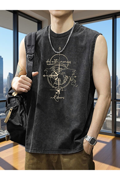 bellanova Street Style Anthracite Washed 100% Cotton Oversize Cut Tank Top