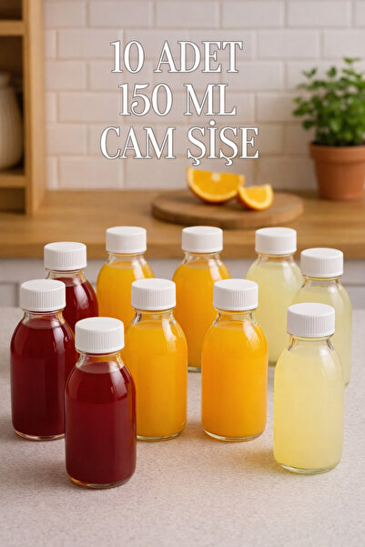 Tanemce 10 Pieces 150 ml Transparent Detox Shot Bottle with White Lockable Ca...