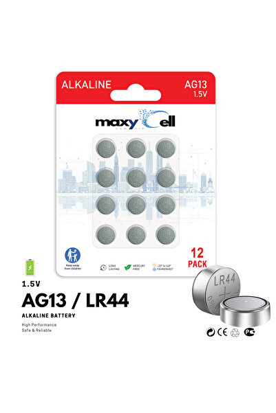 Maxycell 12 x AG13 LR44 1.5 V Düğme Pil