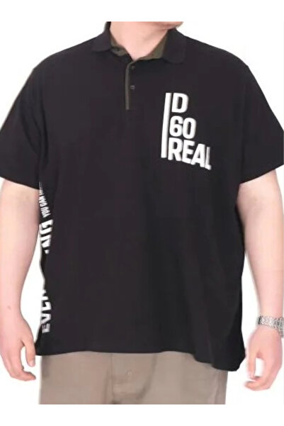 cusseli Big Size Men's T-Shirt Polo Neck Real 25309 Black