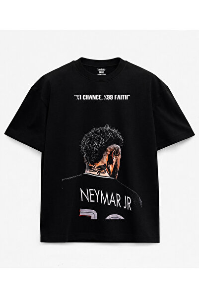 kun inaki Neymar Jr Baskılı Siyah Unisex T-Shirt