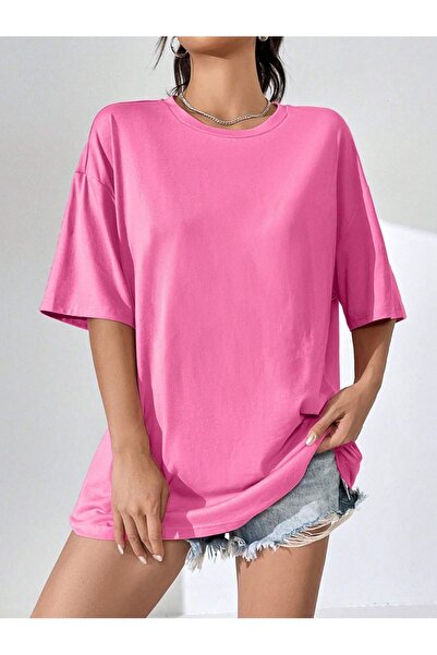 AZIZI TEKSTIL Γυναικείο μπλουζάκι από 100% βαμβάκι, oversized, απλό ύφασμα 30/1