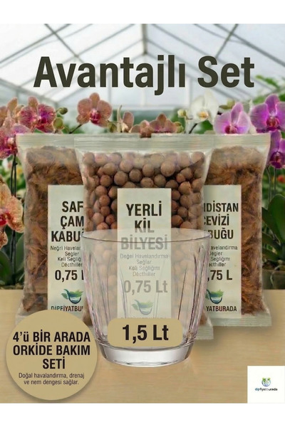 Empressco 4'ü 1 Arada Profesyonel Orkide Bakım Seti - Çam Kabuğu + Kil Bilyes...