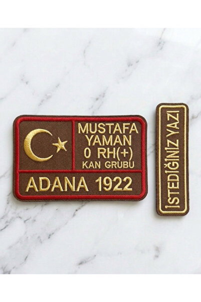 DERCES TASARIM İsimlik Cırtlı Bayraklı Kan Grubu Kişiye Özel Patch Nakış Yama