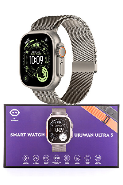 Urjwan Ultra 3 Smartwatch – Silver: AI with ChatGPT, AMOLED Display, Water Re...