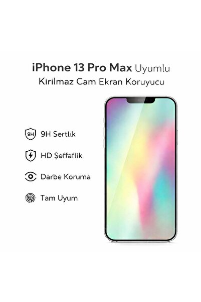 Avcı Teknoloji Market واقي شاشة زجاجي مقاوم للكسر متوافق مع هاتف iPhone 13 Pr...