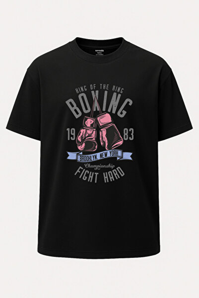 nirvoda Υπερμεγέθη μπλουζάκι μποξ με στάμπα Brooklyn - Φαρδιά γραμμή