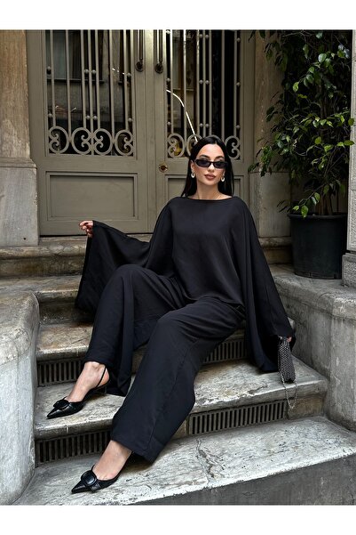 D'RECCY Σετ παντελόνι και μπλούζα από λινό με φαρδιά μανίκια