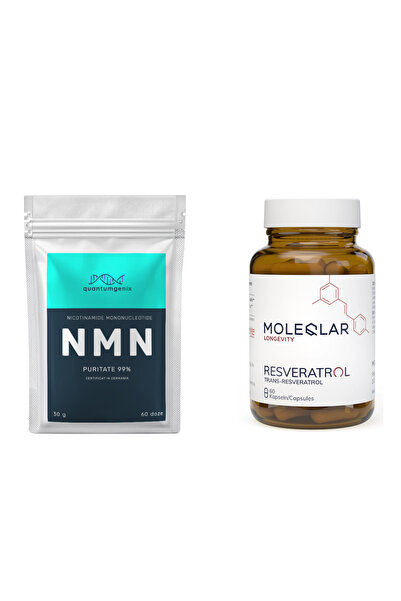 MoleQlar Σκόνη NMN και κάψουλες Ρεσβερατρόλης, συσκευασία 2 μηνών
