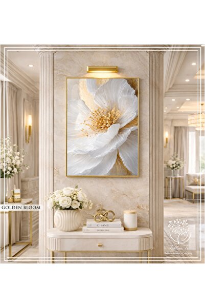 Tablomtr Golden Bloom - Dijital Baskılı Gold Metal Çerçeveli Gerçek Camlı Tek...