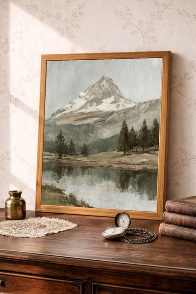 Tuba Decor Tablou cu ramă dintr-o singură bucată din lemn, serie vintage