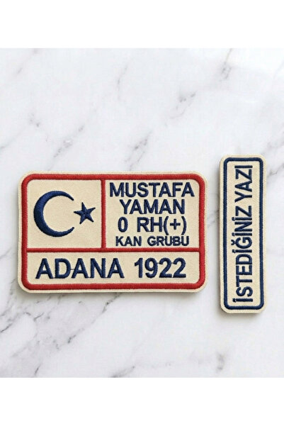 DERCES TASARIM İsimlik Cırtlı Bayraklı Kan Grubu Kişiye Özel Patch Nakış Yama